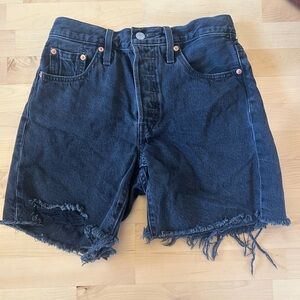 Levi’s 501s Black Distressed Denim Shorts